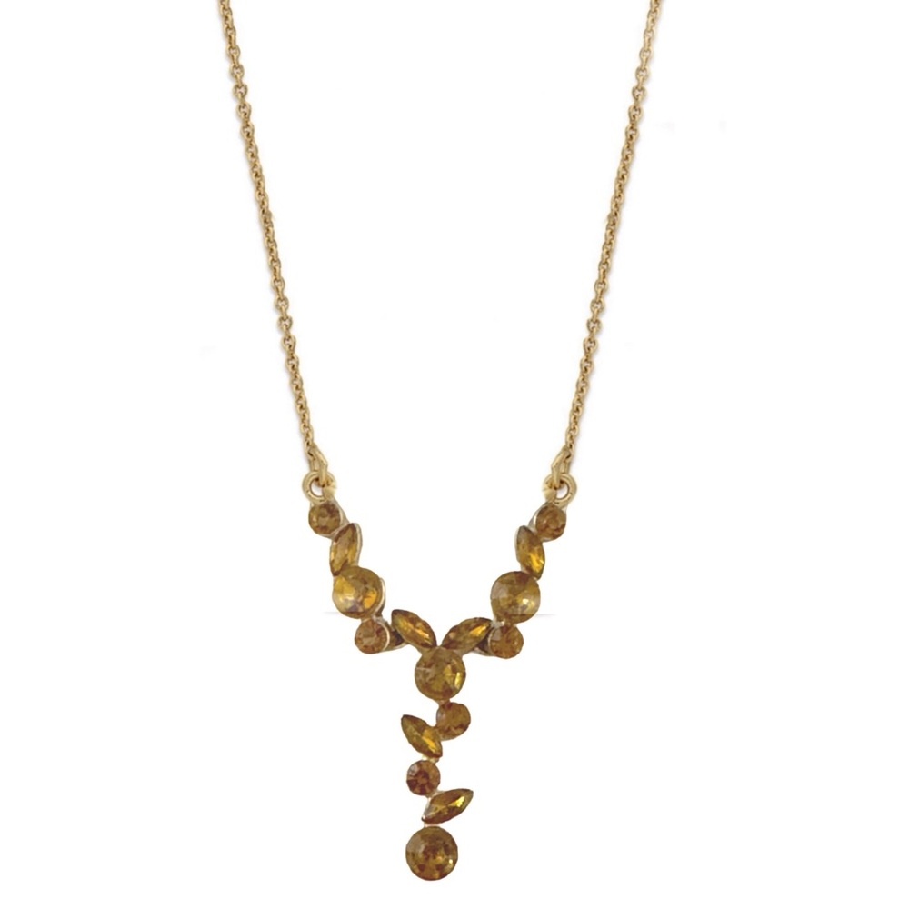 Citrine Bohemian Tribal Vintage Gold Pendant Aztec Necklace Fall Crystal